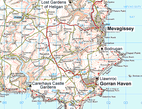 Cornwall Map - Bodrugan Barton Farm Accommodation, Portmellon